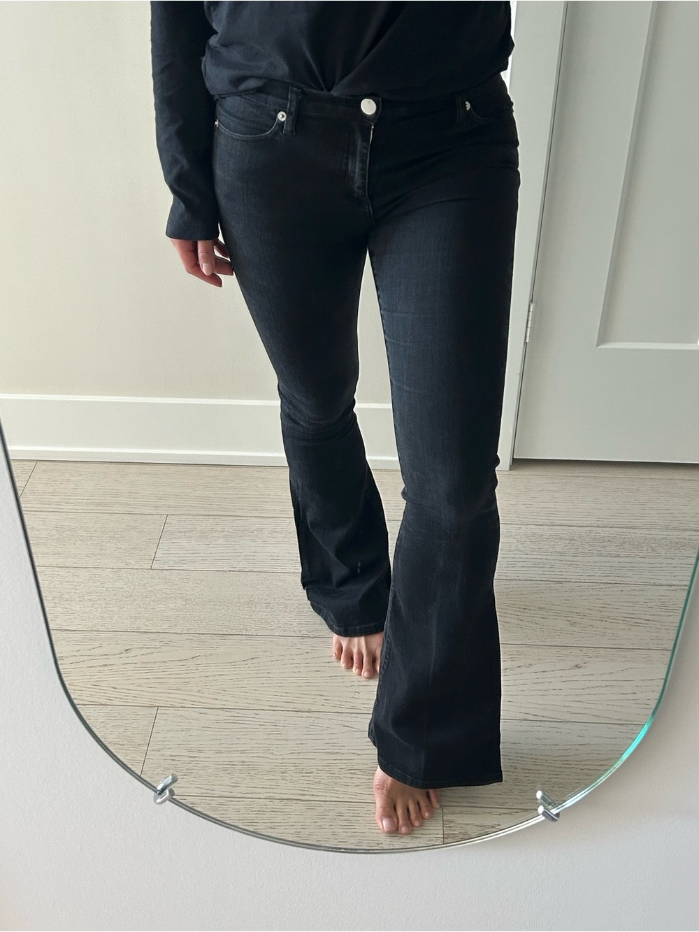 1017 ALYX 9SM Black Stretch Denim Extreme Bell Bottom Flare Jeans Size 29